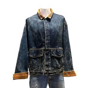 LEVIS Vintage 80s Mens Made In USA Denim Corduroy Trucker Jacket XL EUC